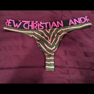 Andrew Christian Stripe Thong LARGE